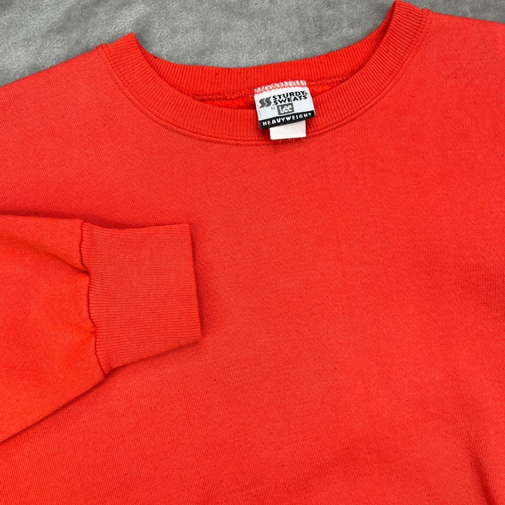 Lee Sturdy Sweats Sweatshirt Mens 2XL Red Blank Heavyweight Crewneck Made in USA